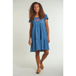 ADULT- Dress - FRUGI - Millie - Washed Denim with Daisy Flowers