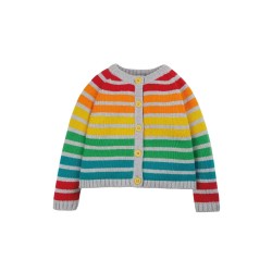 Cardigan - Frugi - Nico - Multi Rainbow Stripe - last one 18-24m