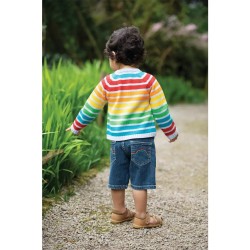 Cardigan - Frugi - Nico - Multi Rainbow Stripe - last one 18-24m