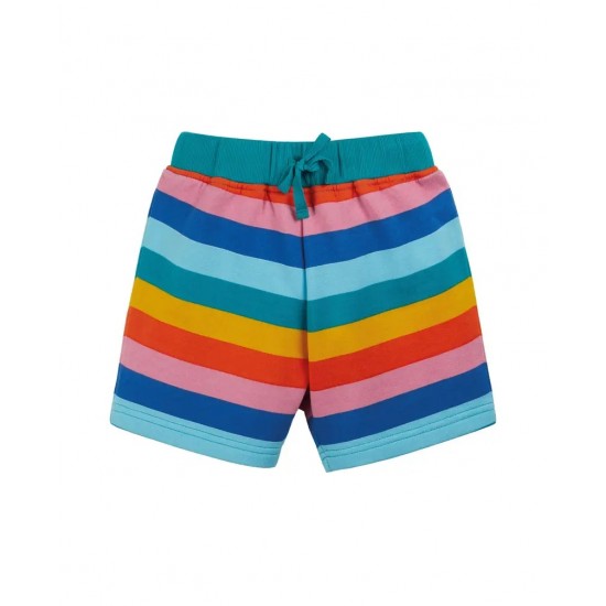Shorts - Frugi - Sydney - Mid Pink Rainbow Stripe