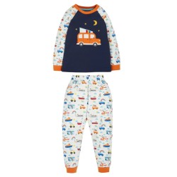 Pyjamas - CAMPING - Frugi - Jamie - CAMPERVAN - Navy, orange and white vehicles - last 12-18m , 2-3y