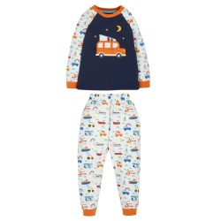 Pyjamas - Frugi - Jamie - CAMPING - CAMPERVAN - Navy, orange and white 