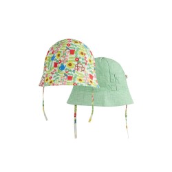 Sun and swim - Hat - GARDEN - Frugi - REVERSIBLE - Garden allotment with ties - last 6-12m- clearance