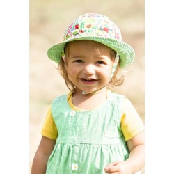 Sun and swim - Hat - GARDEN - Frugi - REVERSIBLE - Garden allotment with ties - last 6-12m- clearance
