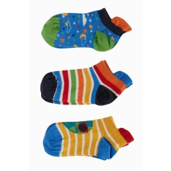 Socks - RAINBOW - Earth - Frugi - 3pc - Arno - Trainers Ankle  - UNISEX - 3 pc - 8-10yr (UK shoe 3-5)