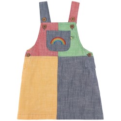 Dress - Rainbow - Frugi - Zoey - Dungarees Dress - Hotch Potch Colour Block - clearance