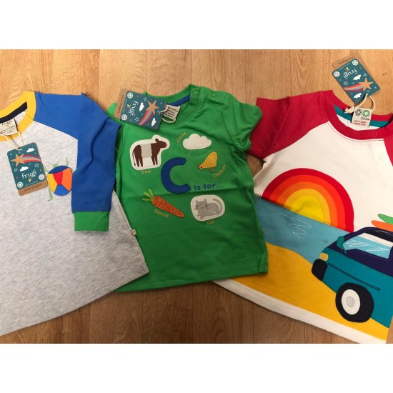 Top - Frugi - Avery - C is for cow, cloud, chicken, carrot , cat...- Green