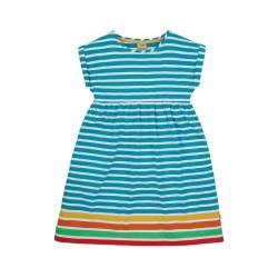 Dress - Frugi - Fran - Jersey - Sunset Blue Sky Rainbow Stripe 