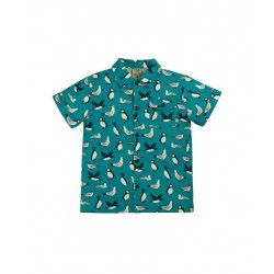 Top - Frugi - Rupert Jersey Shirt - Camper Blue Sea Birds 