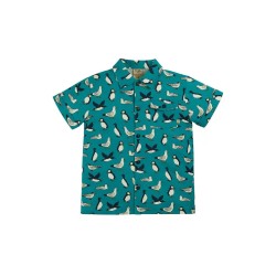 Top - Frugi - Rupert Jersey Shirt - Camper Blue Sea Birds 