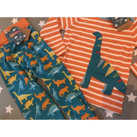Trousers - Dungarees Parsnips - FRUGI - Blue Jurassic Dinosaurs