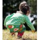 Trousers - Parsnip Pants - FRUGI - FLOWER - Green and Rainbow Daisy flower 