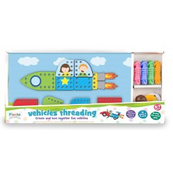 Toys - Educational - Threading Activity Toy -  36 pieces and five laces  - Vehicles 
