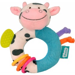 Toys - Rattle - COW - RING - Sensory - Ringaling  with Teether 