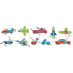 Toys - Educational - Threading Activity Toy -  36 pieces and five laces  - Vehicles 