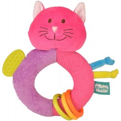 Toys - Rattle - CAT - Sensory - Ringaling  with Teether - Pink Kitten