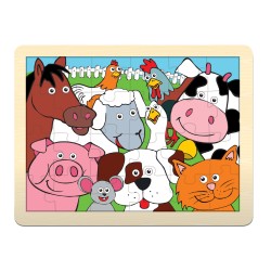 Toys - Puzzle -  Wooden - Childrens 24 Piece Farm Animal Puzzle - Age 3+ 