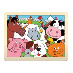 Toys - Puzzle -  Wooden - Childrens 24 Piece Farm Animal Puzzle - Age 3+ 