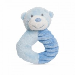Toys - Rattle - BEAR - White and Blue Ring