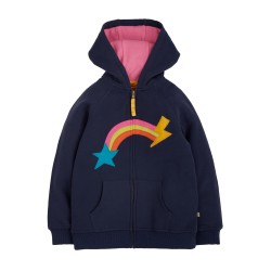 Hoody - Frugi - Hayle - Zip up - Indigo Blue Rainbow Star