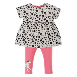 Set - 2pc - Frugi - Laonni - Top and pink leggings- Dalmatian