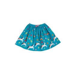 Skirt - Unicorn - Frugi - Twirly Dream - Camper Blue - Rainbow stars - last 18-24m and 3-4y