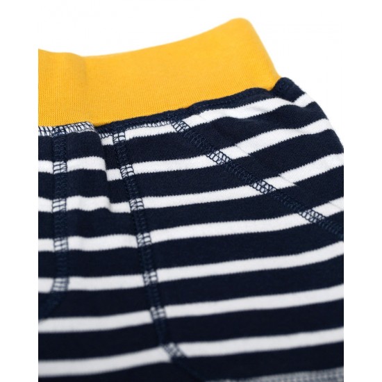 Shorts - Frugi - Ellis - Indigo Breton Blue and Yellow  Stripe 