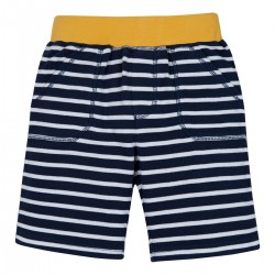 Shorts - Frugi - Ellis - Indigo Breton Blue and Yellow  Stripe 