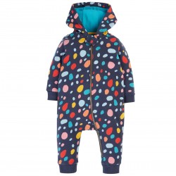 Snuggle Suit - Baby and Toddler - FRUGI - DOTS - Indigo Dalmatian Rainbow