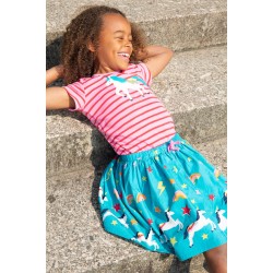 Skirt - Unicorn - Frugi - Twirly Dream - Camper Blue - Rainbow stars 