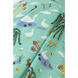 Dress - SKATER - Birds - Short sleeves - FRUGI - Duck Pond - ducks , bunnies, bicycles , flowers 