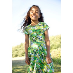Dress - SKATER - Horse - Short sleeves - FRUGI - Hedgerow - Green rainbow pony