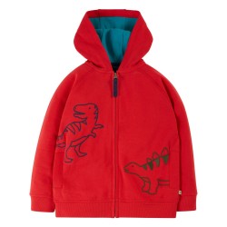 Hoody - Frugi - Luka - DINOS - Red - Zip up - Switch