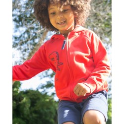 Hoody - DINOSAUR - Frugi - Luka - DINOS - Red - Zip up - Switch - last size