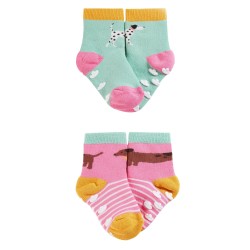 Socks - ANIMALS -  DOGS - Warm - Frugi - 2pc - Grippy Terry socks - 0-6m and  1-2y (UK 3-6) , 2-4y (UK 6-8) 