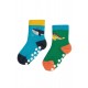 Socks - Warm - Frugi - 2pc - Grippy Trry socks - WHALE and DINO - 0-6m 6-12m, 1-2y 