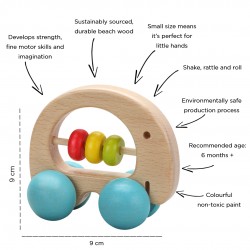 Toys - Rattle - ELEPHANT - Wooden - Happy learning - from 6 m