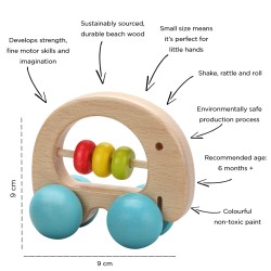 Toys - Rattle - ELEPHANT - Wooden - Happy learning - from 6 m - last two