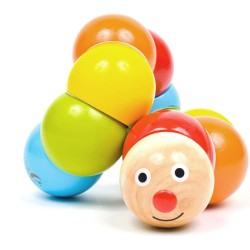 Toys - Wooden - Baby - Worm TWIST large  Caterpillar - boxed - BRIGHT - 12m