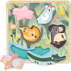Toys - Jigsaw and Puzzles - JUNGLE - Sensory - Touch and Feel Puzzle - animals - 18m