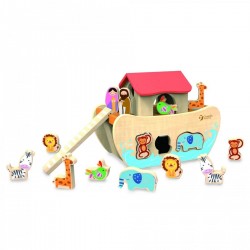 Toys - Wooden - SORTER - NOAH ARK - shape sorter with different animal shapes - from 18m plus
