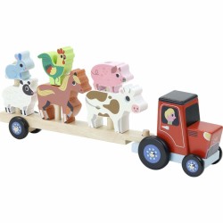 Toys - STACK -  Wooden - Tractor and Trailer with Animal Stacking Game - 12m