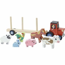 Toys - STACK -  Wooden - Tractor and Trailer with Animal Stacking Game - 12m