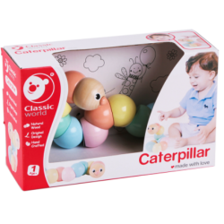 Toys - Wooden - Baby - Worm TWIST large Caterpillar - boxed - PASTEL - 12m