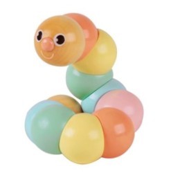 Toys - Wooden - Baby - Worm TWIST large Caterpillar - boxed - PASTEL - 12m