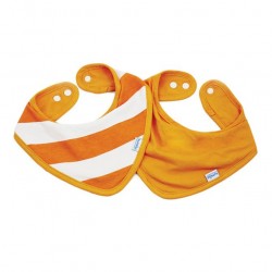 Bib - Bandana Bib - 2 pack - Orange and White stripe and Orange - fits from  0-9m