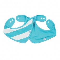 Bib - Bandana Bib - 2 pack - Turquoise and white stipe and turquoise - fits from  0-9m