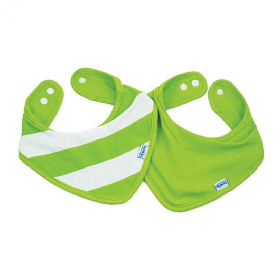Bib - Bandana Bib - 2 pack -  Lime Green and White stipe and Lime green  - fits from  0-9m 