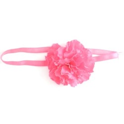 Hair Accessories - Bandeau - Reddish Pink -  Statement FLOWER ON SOFT ELASTIC BANDEAU