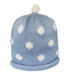 Hat - Baby - Merry Berries - Luxury - 100% cotton - Light Sky Blue with White Spots